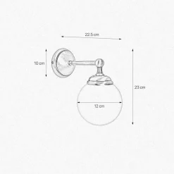 Giovanni Battista Badezimmerleuchte Wand B: 12 cm Kugelschirm Glas Messing E14< Wohnzimmerlampen|Glaslampen