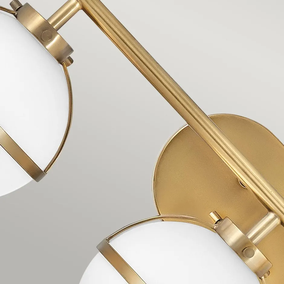 Wandleuchten|Badezimmer Lampe*Elstead Badlampe Glas Metall E14 IP44 B: 60,6 cm Messing Antik Weiß