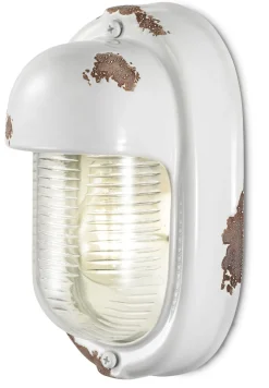 Wohnzimmerlampen|Glaslampen*Ferroluce Badlampe Keramik Glas H: 24 cm Weiß Shabby Antik E27