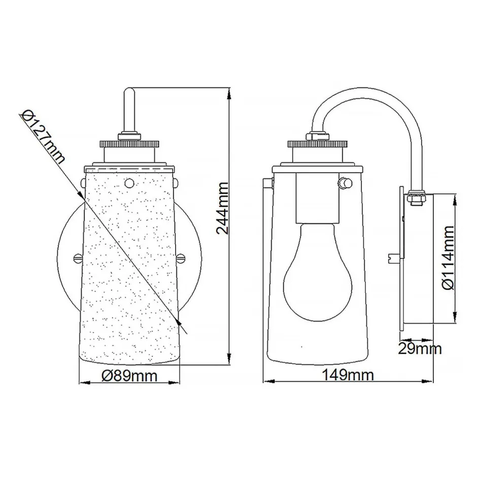 Wandleuchten|Badezimmer Lampe*Elstead Badlampe Metall Glas E27 IP44 24,4 cm hoch SAIDA