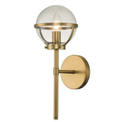 Wandleuchten|Badezimmer Lampe*Elstead Badlampe Wand Metall Glas IP44 H: 40,3 cm in Messing Antik