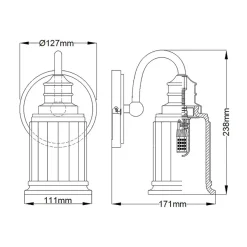 Elstead Badleuchte Metall Glas H: 23,7 cm IP44 G9 LED 3000 K< Wandleuchten|Badezimmer Lampe