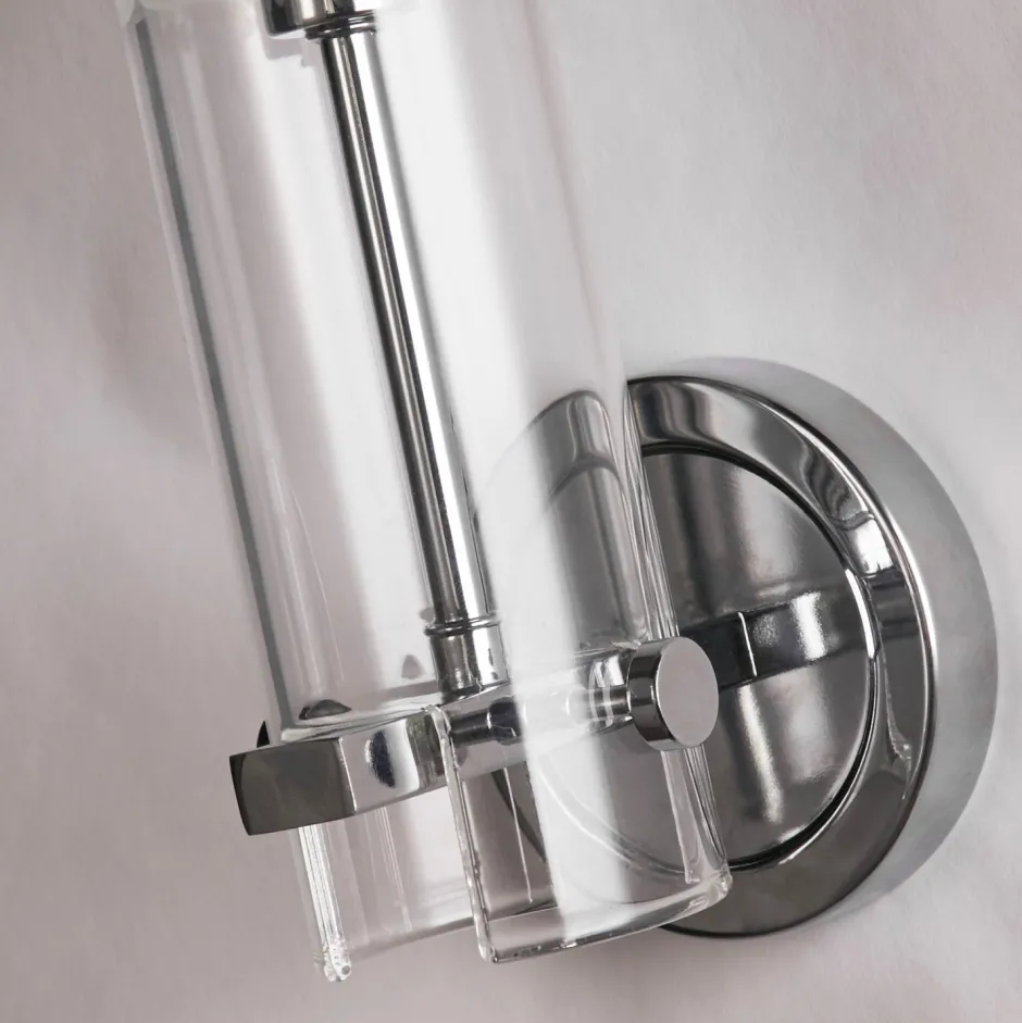 Wandleuchten|Wohnzimmerlampen*Searchlight Badleuchte Wand IP44 H: 28,5 cm Chrom Klar G9