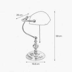Giovanni Battista Bankerlampe 39 cm E27 Messing Glas Zugschalter Grün< Glaslampen|Messinglampen