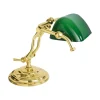 Tischlampen|Bürolampen*Giovanni Battista Bankerlampe E14 23 cm in Messing poliert Grün Glas