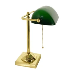 Giovanni Battista Bankerlampe E27 34 cm Messing Glas Zugschalter schwenkbar< Glaslampen|Messinglampen