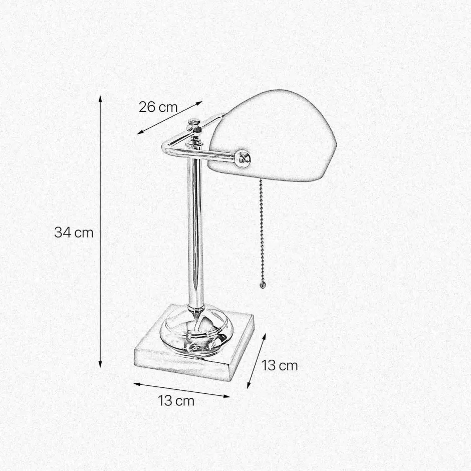 Giovanni Battista Bankerlampe E27 34 cm Messing Glas Zugschalter schwenkbar< Glaslampen|Messinglampen