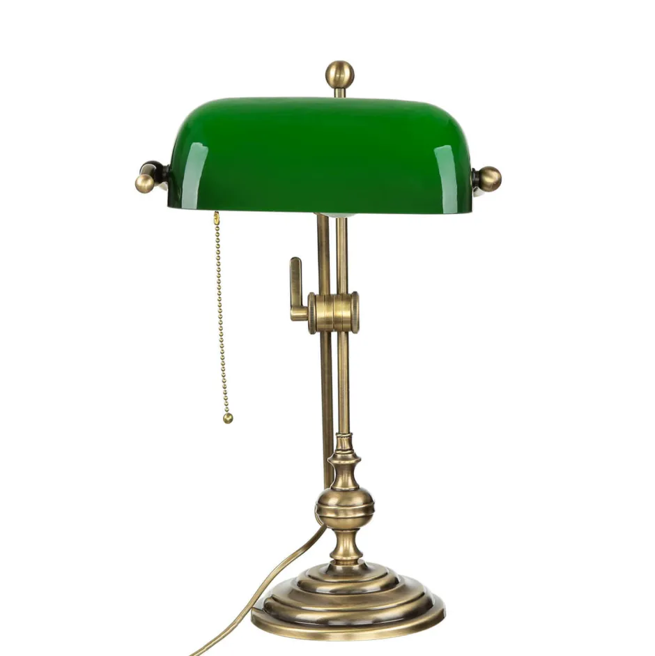 Giovanni Battista Bankerlampe Glas Messing massiv 47 cm< Bürolampen|Lampen Aus Aller Welt