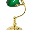 Tischlampen|Bürolampen*Giovanni Battista Bankerlampe Gold 24K aus Messing mit Glasschirm