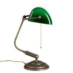 Schreibtischlampen|Glaslampen*Giovanni Battista Bankerlampe Grün aus Messing in Bronze Rustikal