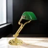 Giovanni Battista Bankerlampe Grün H: 35 cm verstellbar Echt-Messing Glas E14< Tischlampen|Bürolampen