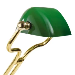 Giovanni Battista Bankerlampe Grün H: 35 cm verstellbar Echt-Messing Glas E14< Tischlampen|Bürolampen