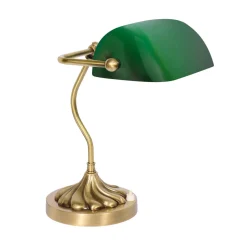 Giovanni Battista Bankerlampe in Bronze hell Grün E27 29 cm Glas Messing< Tischlampen|Bürolampen