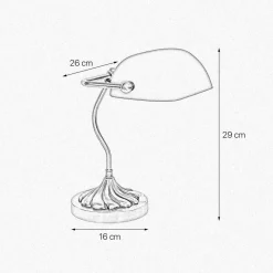 Giovanni Battista Bankerlampe in Bronze hell Grün E27 29 cm Glas Messing< Tischlampen|Bürolampen