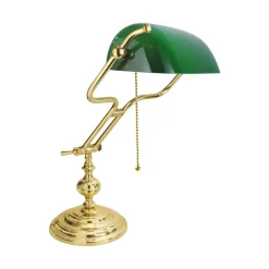 Giovanni Battista Bankerlampe Jugendstil 47 cm Messing Glas Zugschalter E27< Tischlampen|Bürolampen