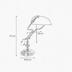 Giovanni Battista Bankerlampe Jugendstil 47 cm Messing Glas Zugschalter E27< Tischlampen|Bürolampen
