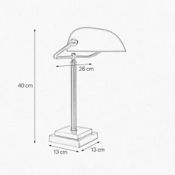 Glaslampen|Messinglampen*Giovanni Battista Bankerlampe Messing Glas 40 cm Zugschalter in Bronze Weiß