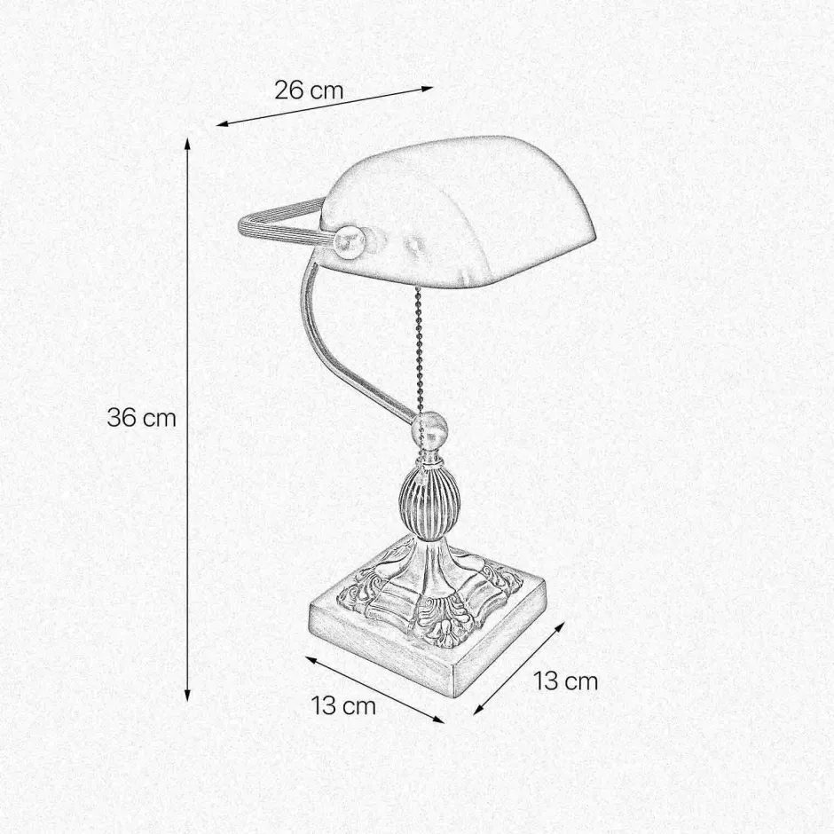 Giovanni Battista Bankerlampe Messing massiv Glas 36 cm hoch schwenkbar< Glaslampen|Messinglampen
