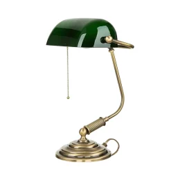 Giovanni Battista Bankerlampe Messing massiv 35,5 cm Zugschalter< Schreibtischlampen|Glaslampen