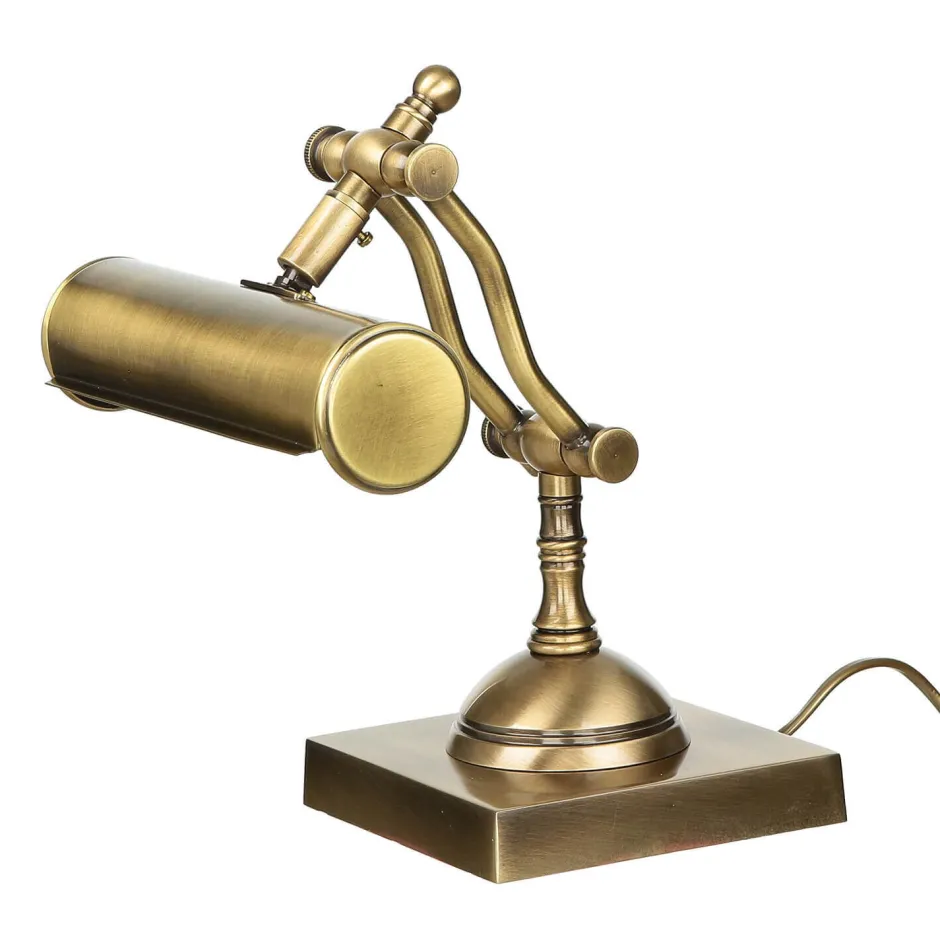 Schreibtischlampen|Metall Lampen*Giovanni Battista Bankerlampe Messing massiv verstellbar 26 cm E27