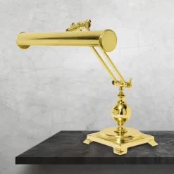 Tischlampen|Badezimmer Lampe*Giovanni Battista Bankerlampe Messing poliert E14 H: 43 cm Jugendstil