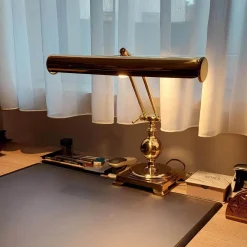 Tischlampen|Badezimmer Lampe*Giovanni Battista Bankerlampe Messing poliert E14 H: 43 cm Jugendstil