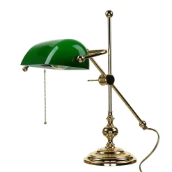 Giovanni Battista Bankerlampe Vergoldet 24 Karat aus Echt-Messing< Glaslampen|Metall Lampen