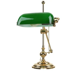 Giovanni Battista Bankerlampe Vergoldet 24 Karat aus Echt-Messing< Glaslampen|Metall Lampen