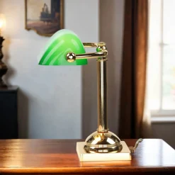 Bürolampen|Lampen Aus Aller Welt*Giovanni Battista Bankerleuchte Gold 24K aus Echt-Messing Premium