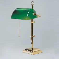Schreibtischlampen|Metall Lampen*Berliner Messingleuchten Bankerleuchte W2 aus Messing poliert