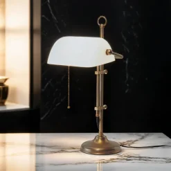 Berliner Messingleuchten Bankerleuchte W1 komplett aus Messing< Tischlampen|Bürolampen