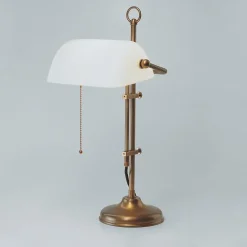 Berliner Messingleuchten Bankerleuchte W1 komplett aus Messing< Tischlampen|Bürolampen