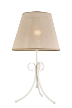 Stofflampen|Lampe Landhausstil*Lamkur Beige Tischlampe Stoff rund Landhaus ABUELA