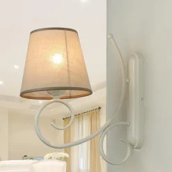 Lamkur Beige Wandlampe Stoff Landhaus ABUELA Leuchte< Wandleuchten|Rustikale Lampen