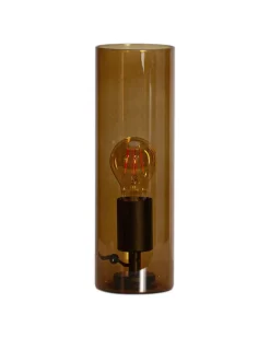 By Rydéns Beistelllampe Rauchglas Metall E27 30 cm hoch in Cognac< Wohnzimmerlampen|Metall Lampen