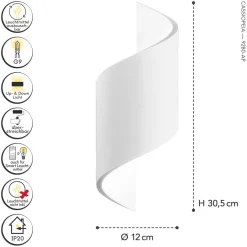 Wohnzimmerlampen|Flurlampen*Eco-Light Bemalbare Wandleuchte Gips Weiß H:30,5 cm G9 Modern