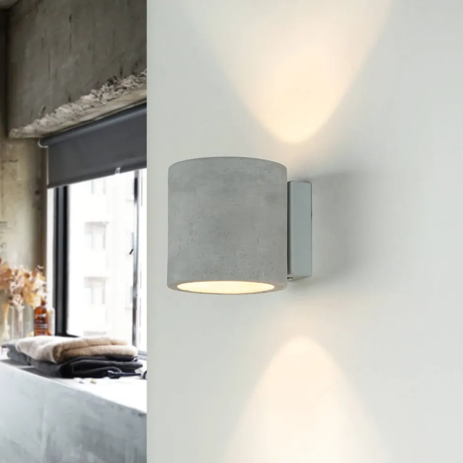 Sollux Beton Wandleuchte Up Down rund H: 10 cm klein G9 LED< Wohnzimmerlampen|Betonlampen