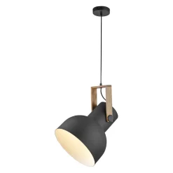 Hängelampen|Bürolampen*Just Light Bewegliche Hängeleuchte Schwarz Holz Metall E27 L:30 cm