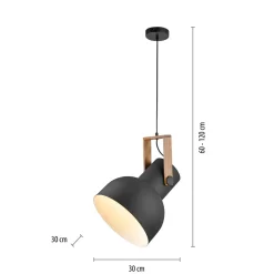 Hängelampen|Bürolampen*Just Light Bewegliche Hängeleuchte Schwarz Holz Metall E27 L:30 cm