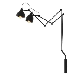 Wandleuchten|Badezimmer Lampe*ALDEX Bewegliche Wandlampe Schwarz Metall T:90 cm 2-flammig