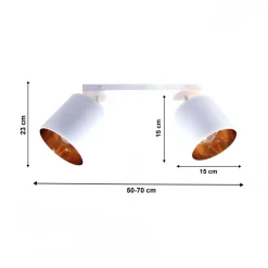 Belis Beweglicher Deckenstrahler Weiß Gold E27 2-flmg Stoff< Spots|Flurlampen