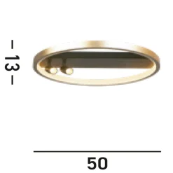 Bürolampen|Wohnzimmerlampen*Searchlight Beweglicher LED Deckenspot in Schwarz Gold rund Ø50 cm