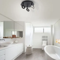 Paul Neuhaus Beweglicher LED Deckenstrahler Anthrazit IP44 Ø33,5 cm< Flurlampen|Bürolampen