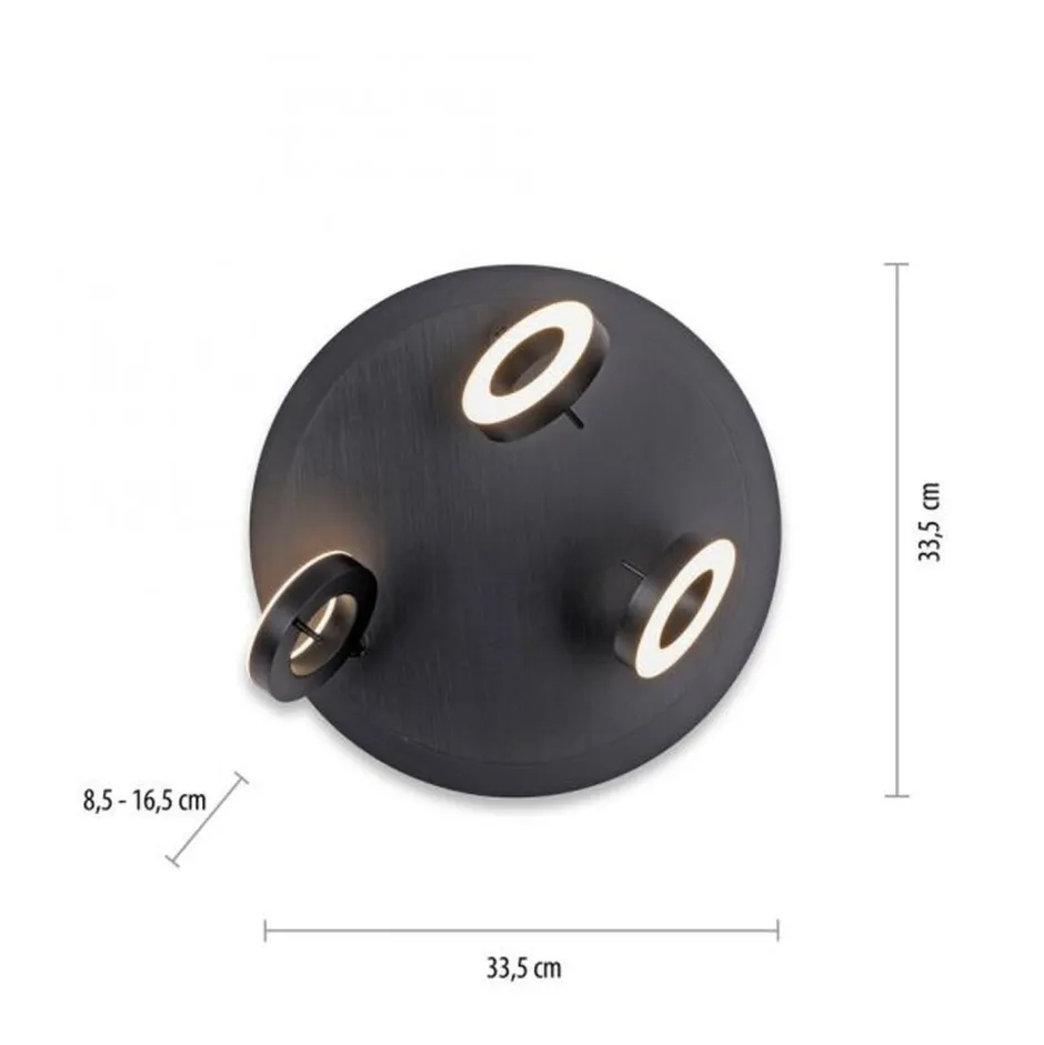 Paul Neuhaus Beweglicher LED Deckenstrahler Anthrazit IP44 Ø33,5 cm< Flurlampen|Bürolampen