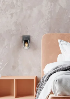 Flurlampen|Bürolampen*Trio Reality Beweglicher Wandstrahler Rauchglas Metall E14 T:15 cm