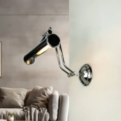 Giovanni Battista Bilderlampe verstellbar Messing in Silber E14< Metall Lampen|Messinglampen