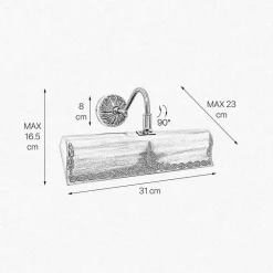 Wandleuchten|Badezimmer Lampe*Giovanni Battista Bilderleuchte Messing B: 31 cm schwenkbar in Bronze E14