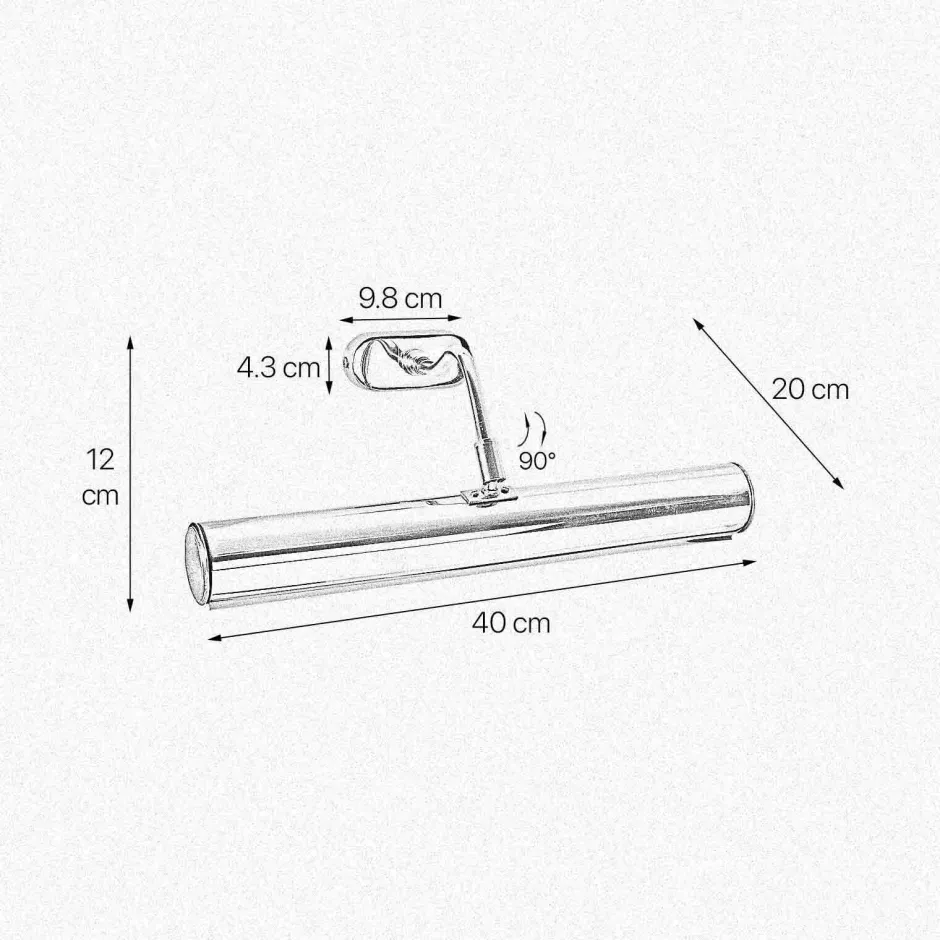 Wandleuchten|Badezimmer Lampe*Giovanni Battista Bilderleuchte schwenkbar B: 40 cm Messing E14 in Silber