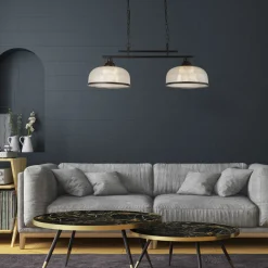 Searchlight Billardleuchte Esstisch B: 75 cm E27 verstellbar Schwarz< Hängelampen|Wohnzimmerlampen