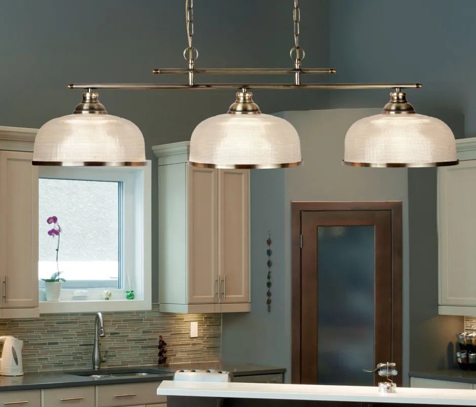 Searchlight Billardleuchte Esstisch B: 99 cm in Messing antik 3x E27< Hängelampen|Wohnzimmerlampen